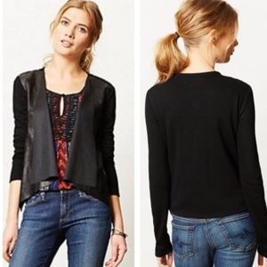 Anthropologie Faux Leather Cardigan, Small (S)